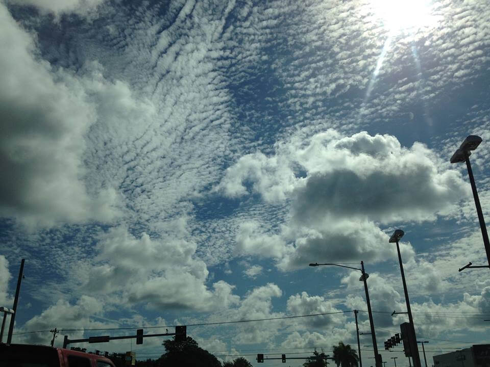 clouds thru windshield